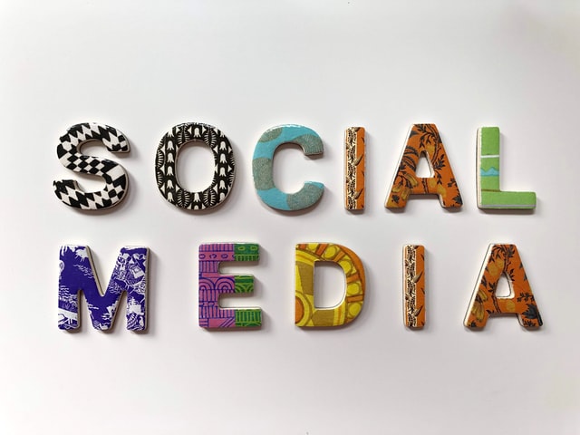Stylized text that spells Social Media